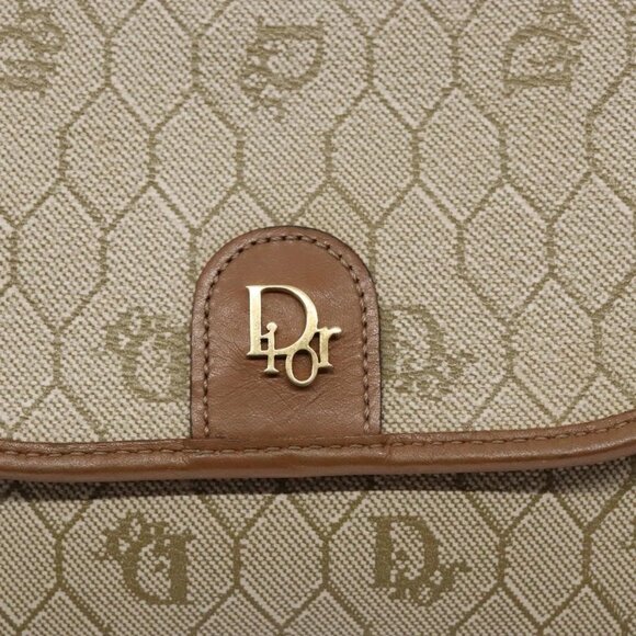 Christian Dior Honeycomb Canvas Shoulder Bag PVC Beige Gold Auth sw1104 - Picture 12 of 16